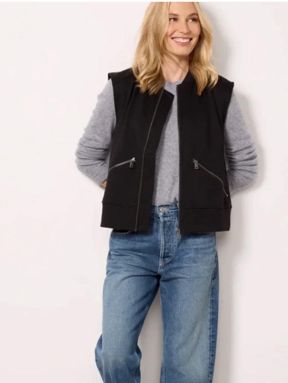 Evereve Ryann Vest Black Zip Up Women's Small